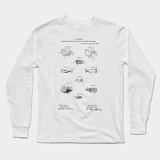 Shuttle for sewing machine Vintage Retro Patent Hand Drawing Funny Novelty Gift Long Sleeve T-Shirt